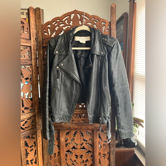 Treasure & Bond Jackets & Blazers - Leather moto biker jacket, black, Treasure & Bond